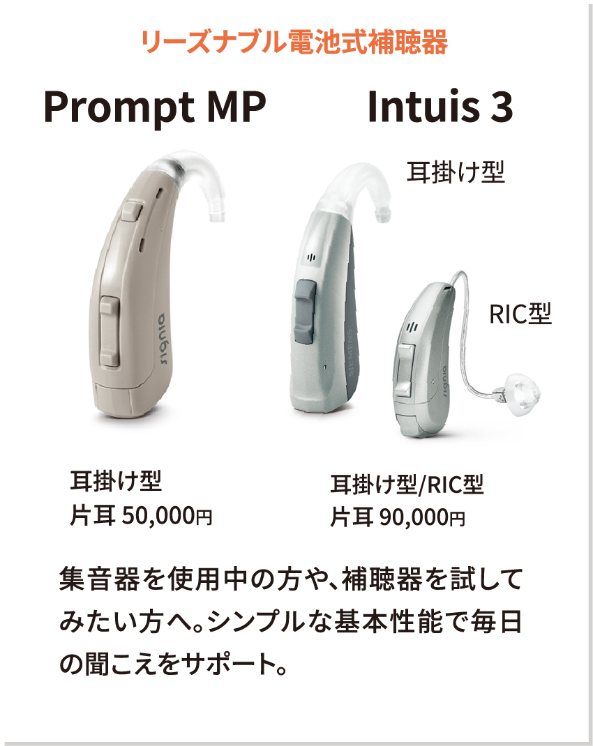 リーズナブル電池式補聴器